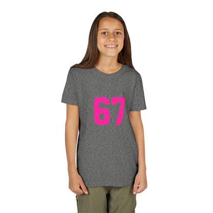 Youth Tee — Bold Pink "67" Number Sports Shirt, meme