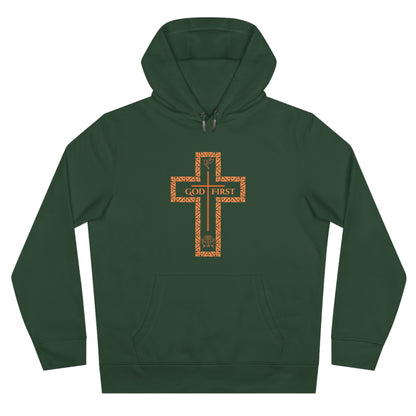 God First King Hoodie Sweatshirt with Decorative Cross Design
