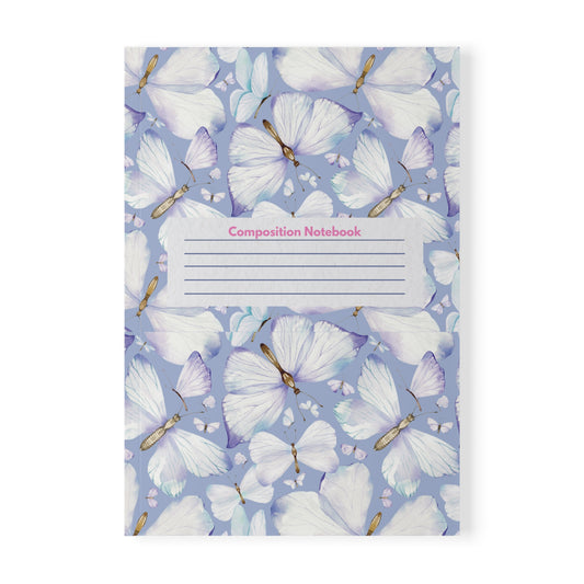 Beautiful Butterfly Softcover Notebook, Ideal for Journaling, Compact A5 Size, Gift for Students, Floral Stationery, Elegant Notebook