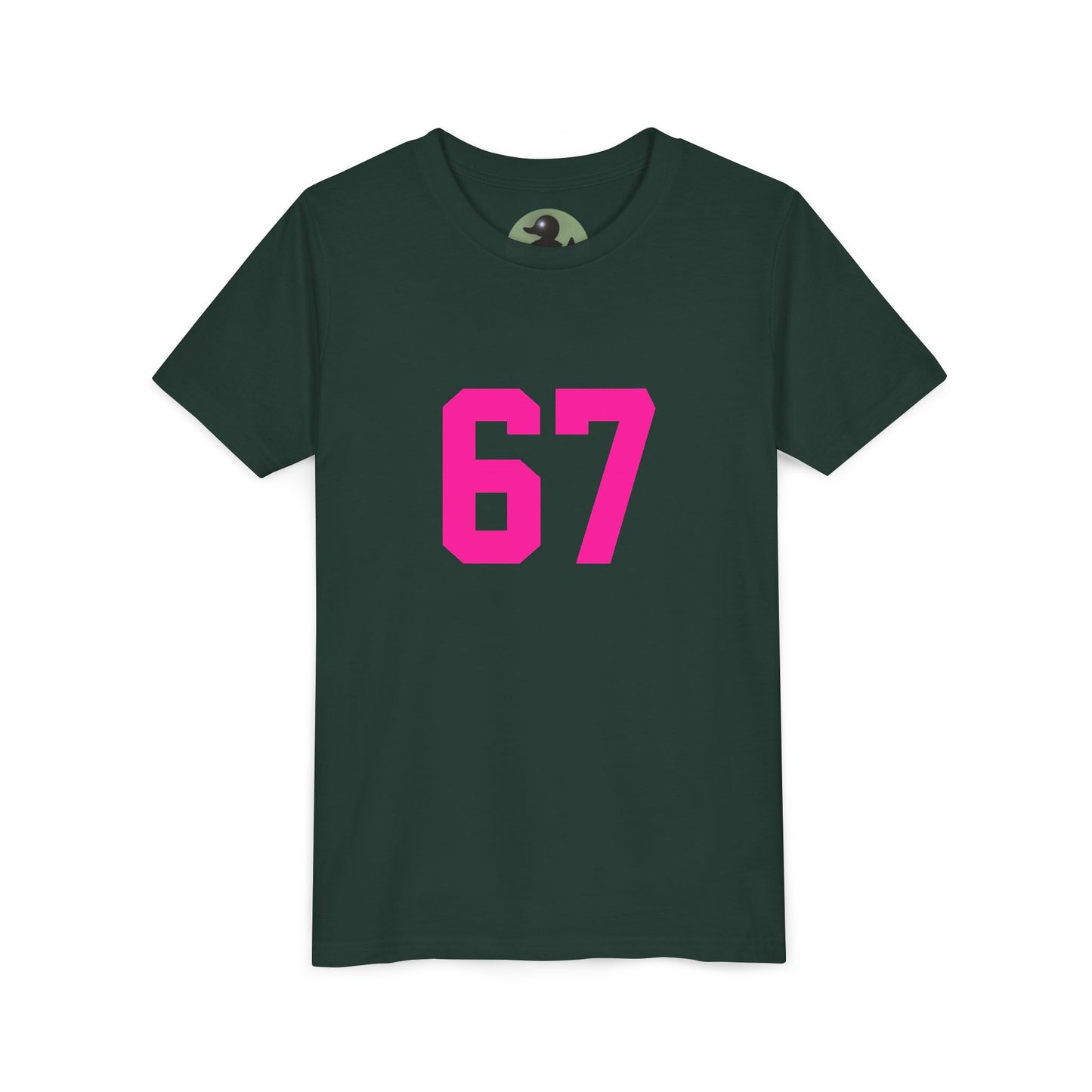 Youth Tee — Bold Pink "67" Number Sports Shirt, meme