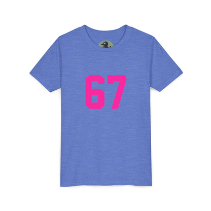 Youth Tee — Bold Pink "67" Number Sports Shirt, meme