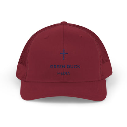 Cross Logo Trucker Hat - Green Duck Media Faith Collection