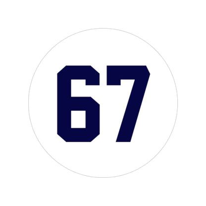 Round Transparent Outdoor Sticker — Navy '67' meme, Number Decal