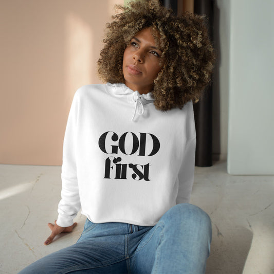 God First Crop Hoodie — Bold Faith Statement Hoodie