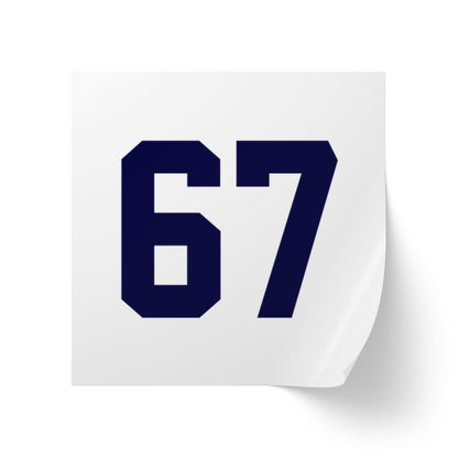 Number 67 Meme Square Sticker Rolls — Custom Sports Jersey Decal Labels