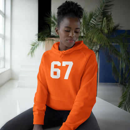 Sudadera unisex con capucha Adult 67 meme – Logotipo icónico en la espalda, ribete negro, detalle brillante en los ojos | Ajuste suave de primera calidad