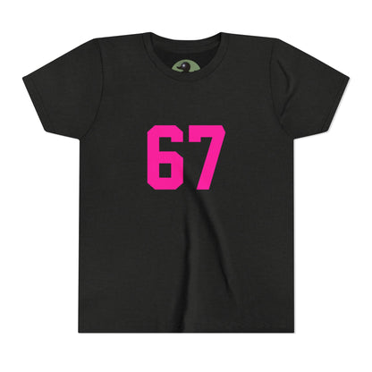 Youth Tee — Bold Pink "67" Number Sports Shirt, meme