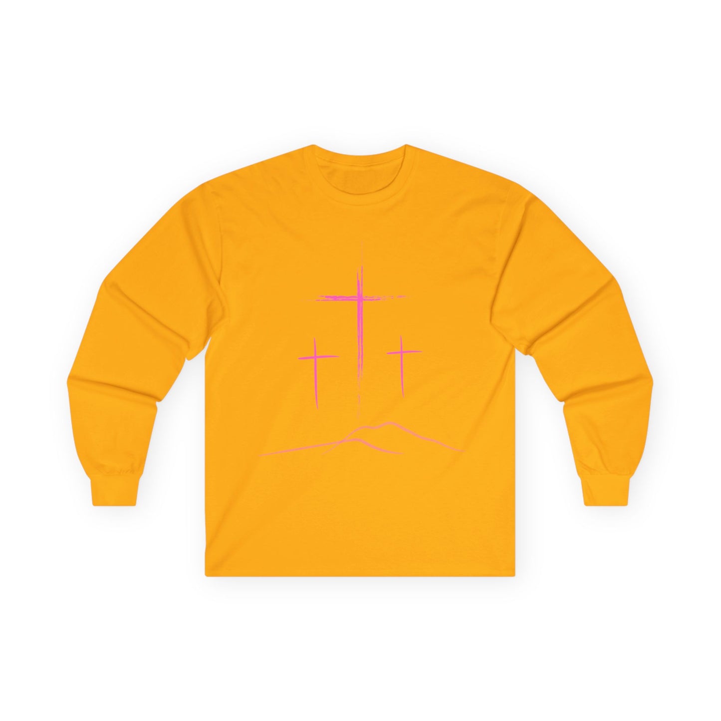 Long Sleeve Tee - Minimal 3 Pink Cross Design