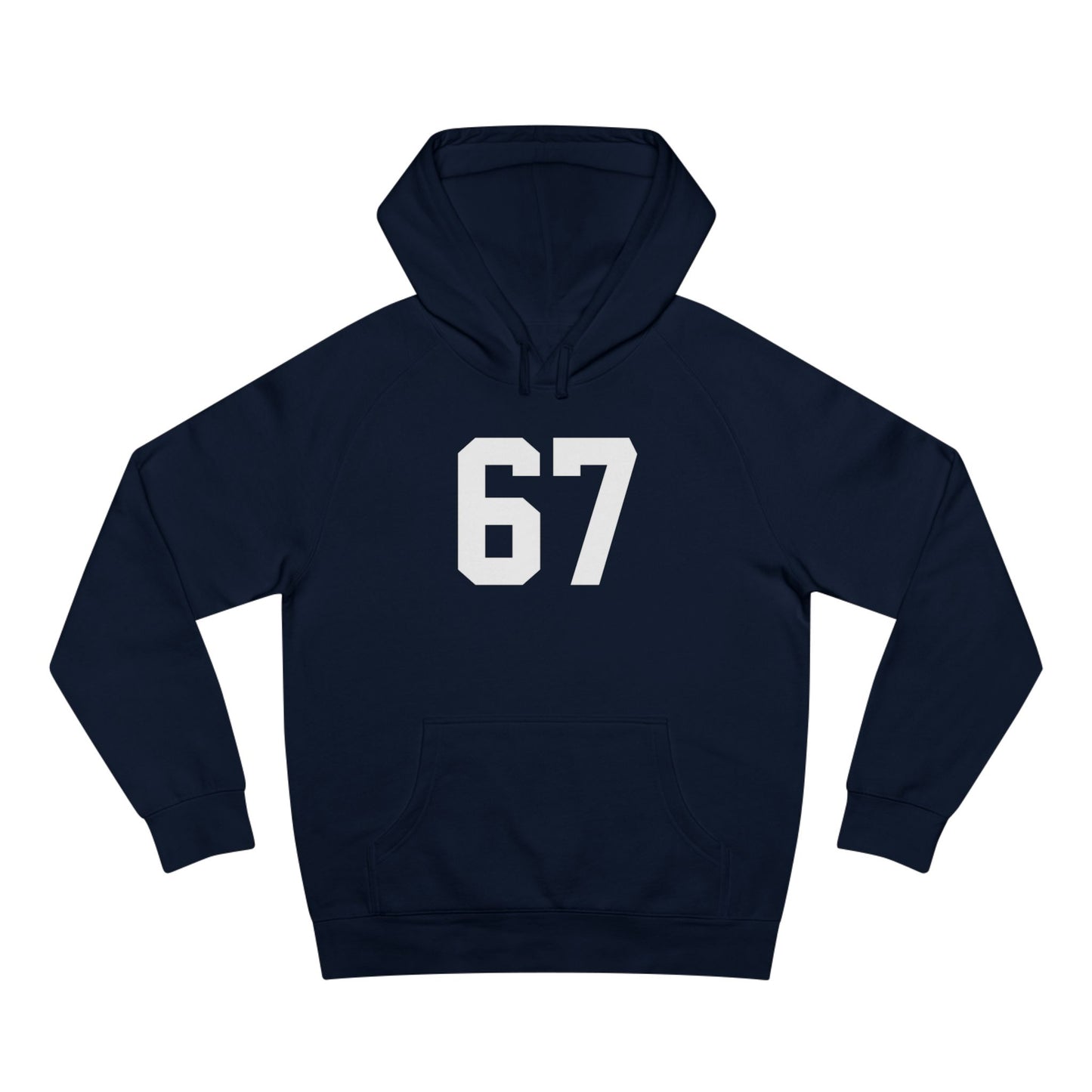 Sudadera unisex con capucha Adult 67 meme – Logotipo icónico en la espalda, ribete negro, detalle brillante en los ojos | Ajuste suave de primera calidad