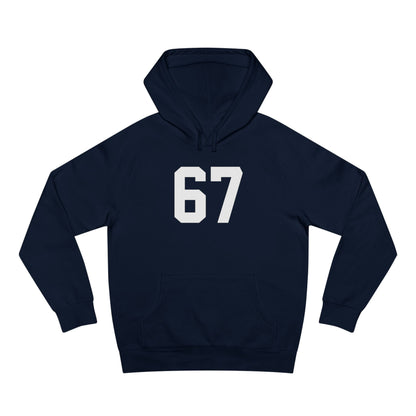 Sudadera unisex con capucha Adult 67 meme – Logotipo icónico en la espalda, ribete negro, detalle brillante en los ojos | Ajuste suave de primera calidad