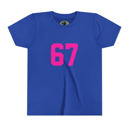 Youth Tee — Bold Pink "67" Number Sports Shirt, meme