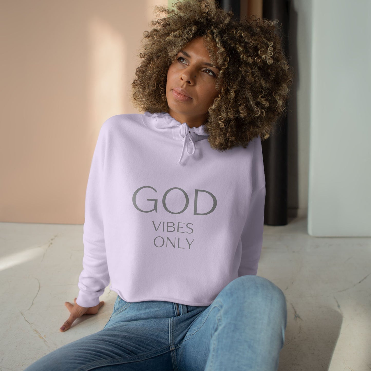 God Vibes Only Crop Hoodie - Inspirational Fashion for Positive Energy