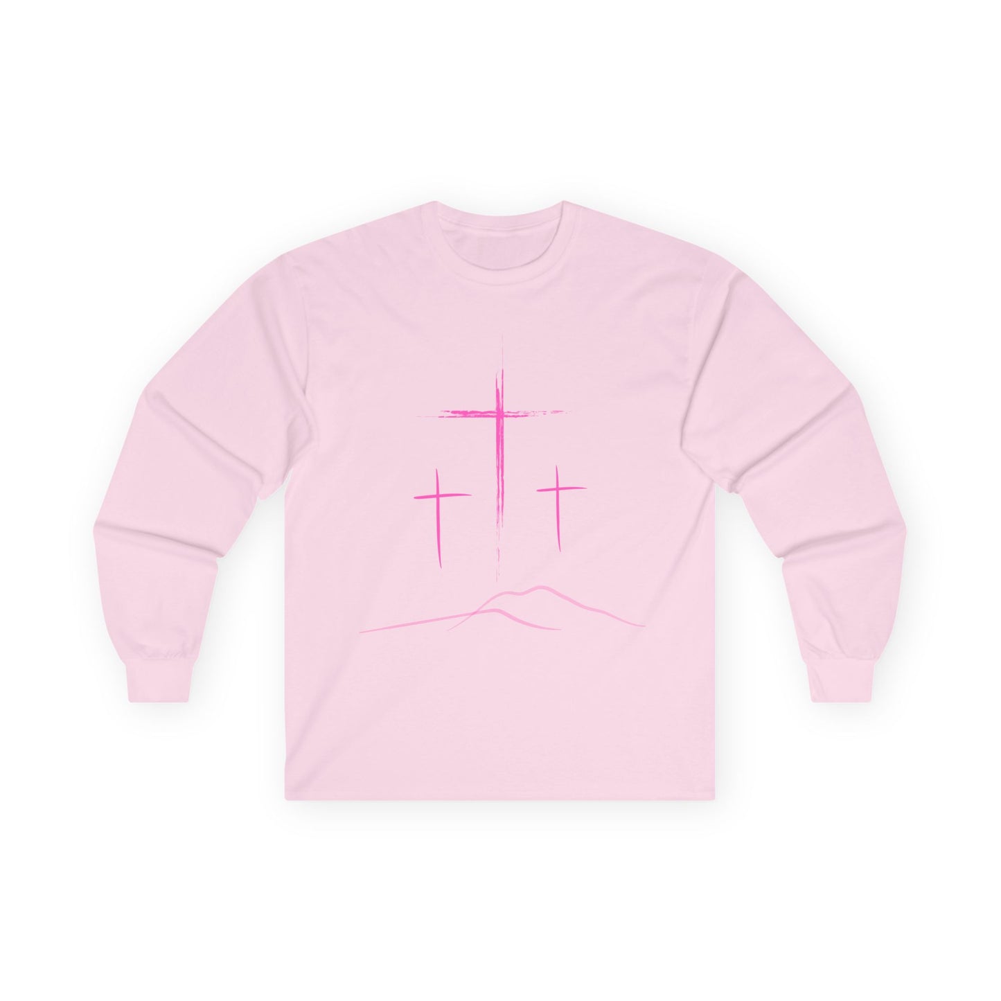 Long Sleeve Tee - Minimal 3 Pink Cross Design