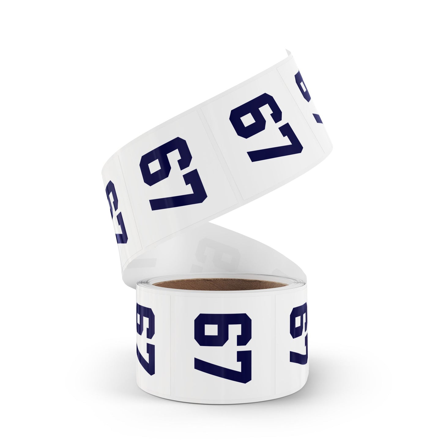 Number 67 Meme Square Sticker Rolls — Custom Sports Jersey Decal Labels