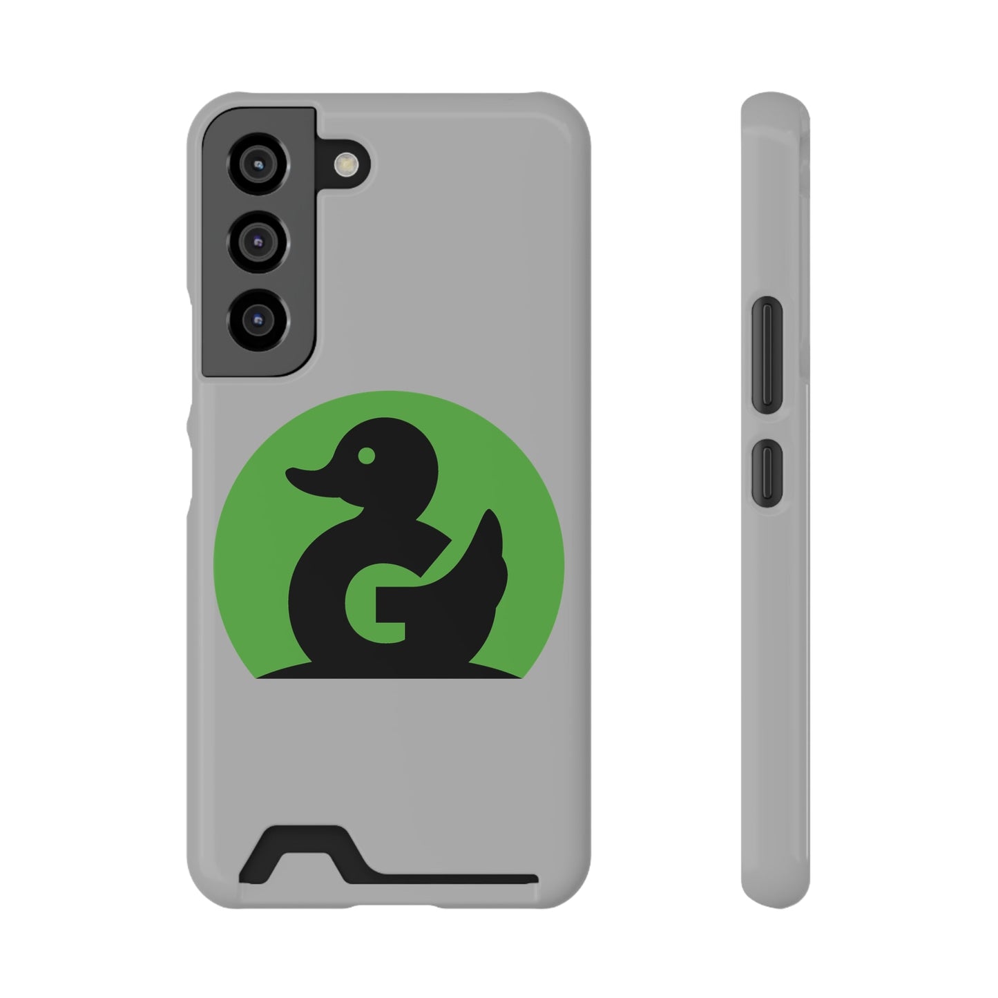 Green Duck Media Phone Case with circular duck logo, durable protective slim design for iPhone