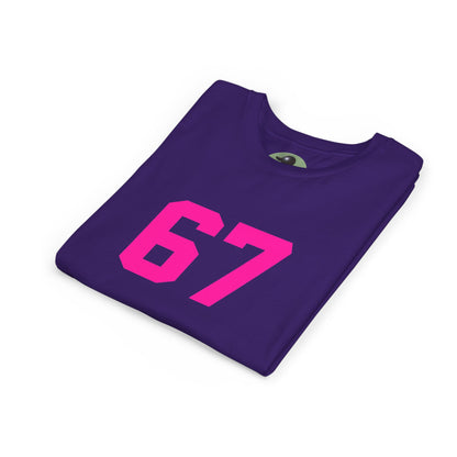 Youth Tee — Bold Pink "67" Number Sports Shirt, meme