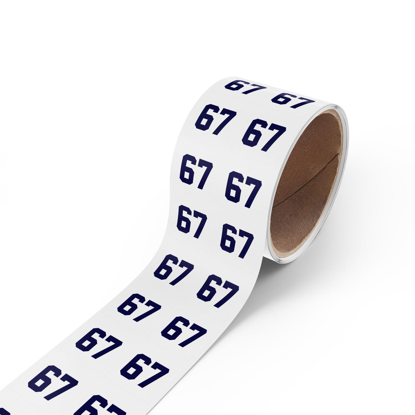 Number 67 Meme Square Sticker Rolls — Custom Sports Jersey Decal Labels