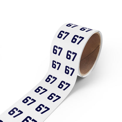 Number 67 Meme Square Sticker Rolls — Custom Sports Jersey Decal Labels
