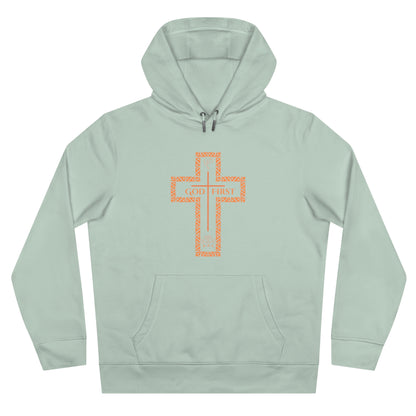 God First King Hoodie Sweatshirt with Decorative Cross Design