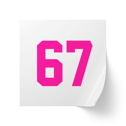 PINK - Number 67 Meme Square Sticker Rolls — Custom Sports Jersey Decal Labels
