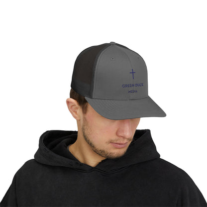 Cross Logo Trucker Hat - Green Duck Media Faith Collection