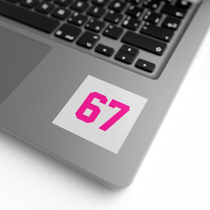 PINK - Number 67 Meme Square Sticker Rolls — Custom Sports Jersey Decal Labels