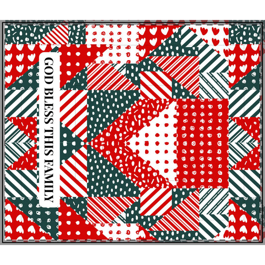 God Bless This Family Cotton Comforter – Holiday Patchwork Quilt Design