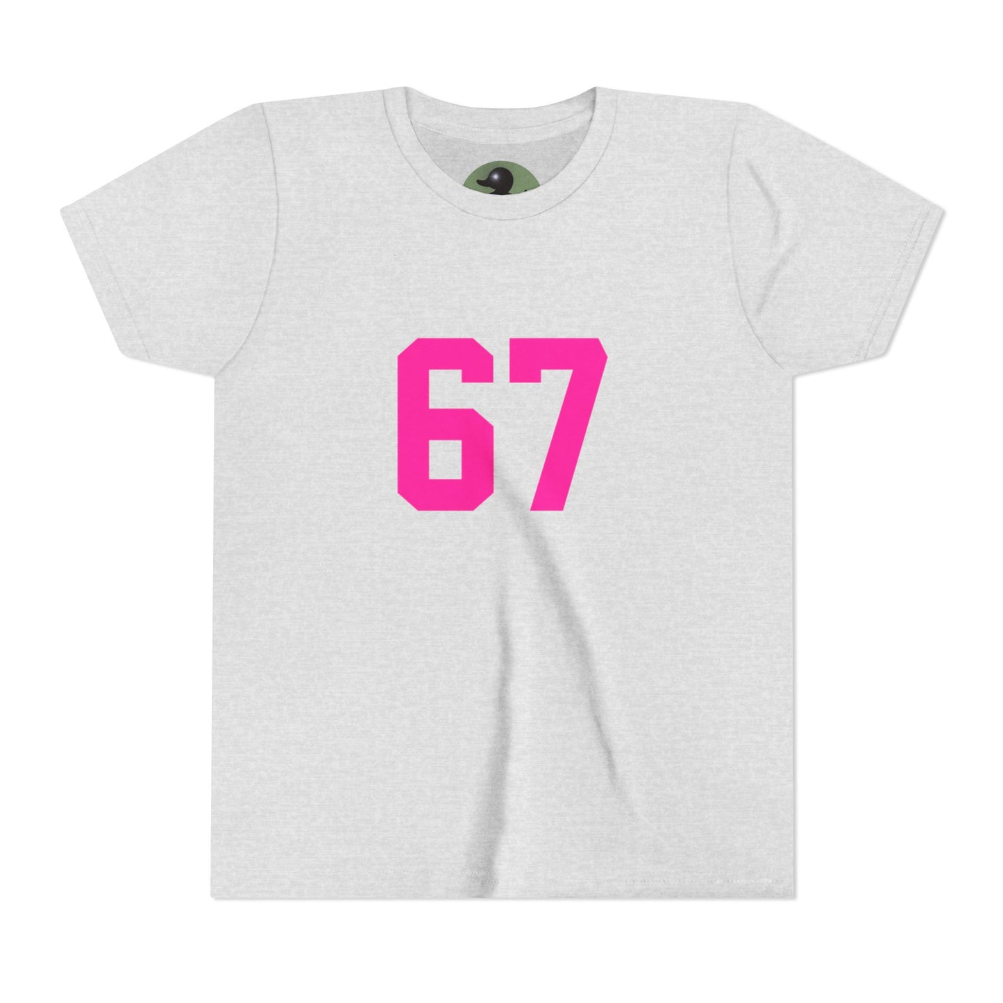 Youth Tee — Bold Pink "67" Number Sports Shirt, meme