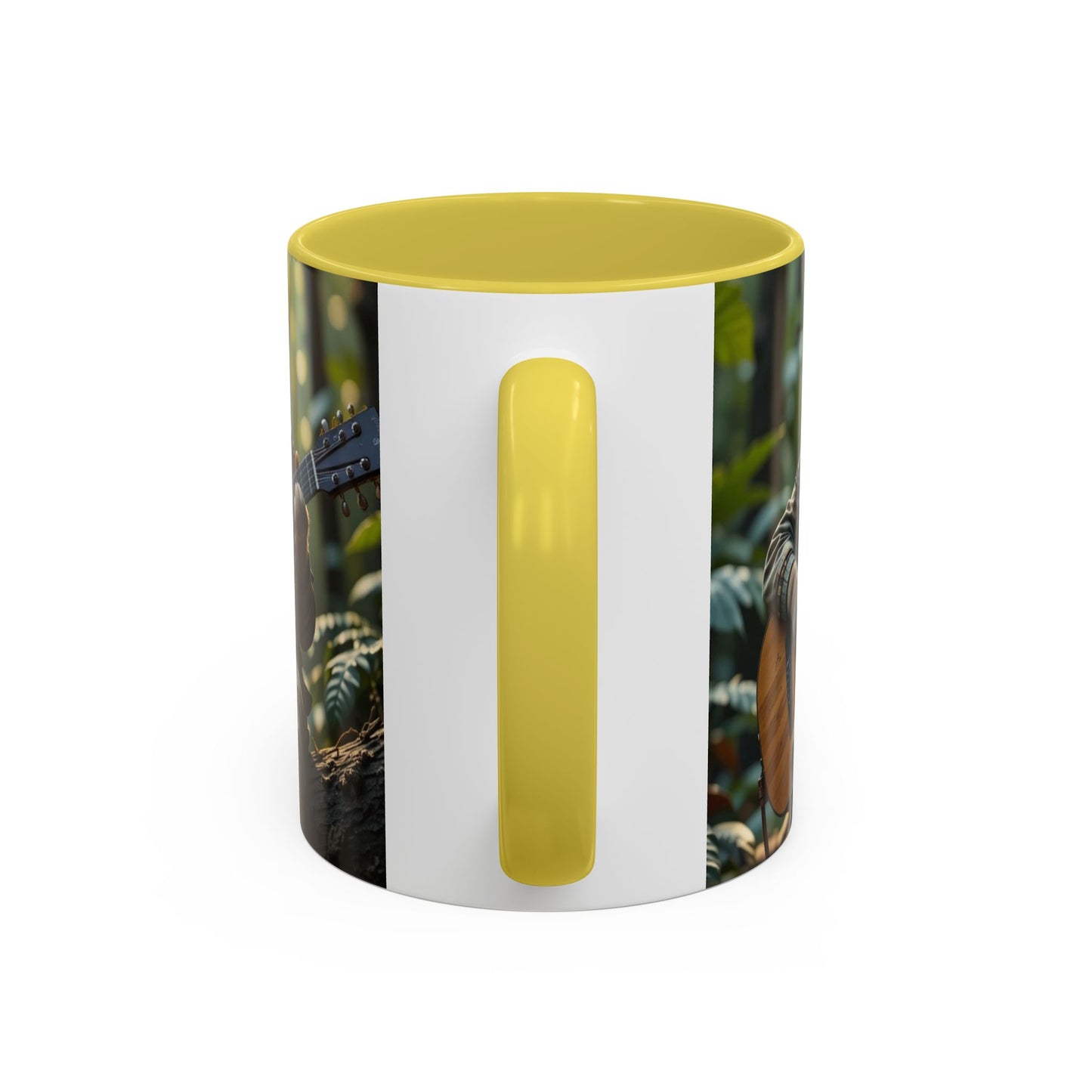 Taza de café con gato tocando la guitarra – Regalo divertido para amantes de la música y los gatos (11 oz y 15 oz)