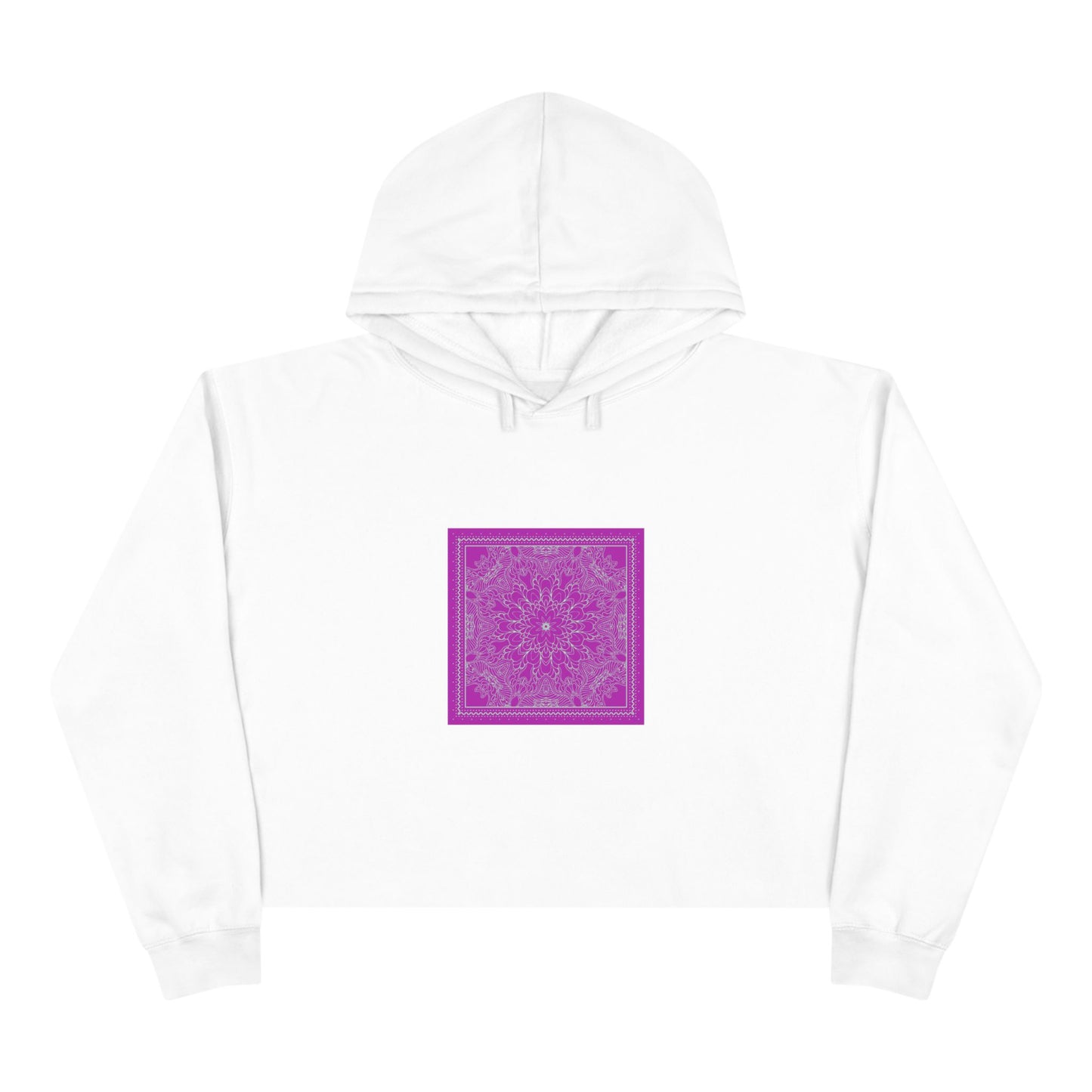 Bright Pink Bandanna Crop Hoodie - Minimalist Design