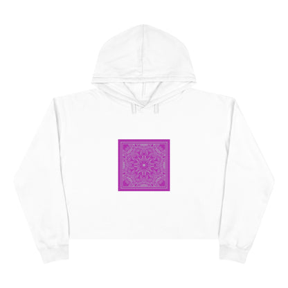 Bright Pink Bandanna Crop Hoodie - Minimalist Design
