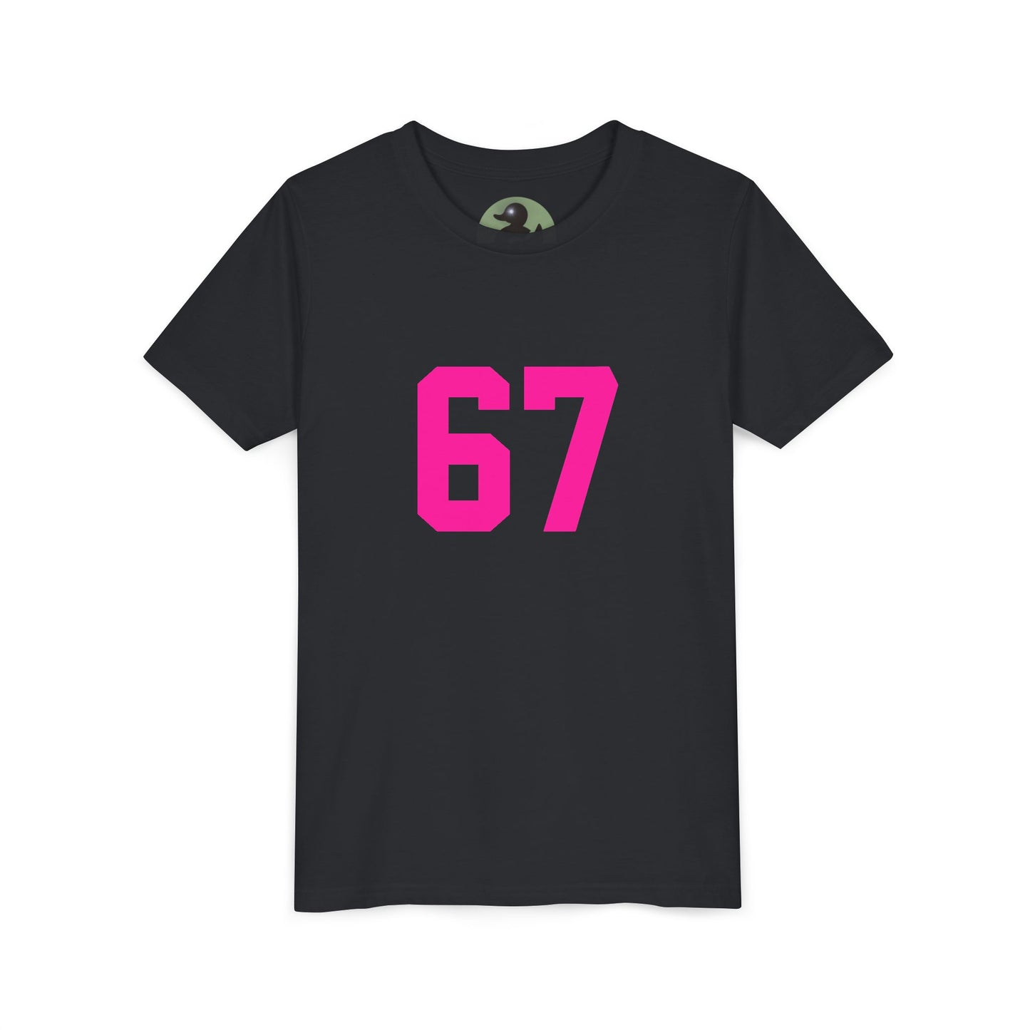 Youth Tee — Bold Pink "67" Number Sports Shirt, meme