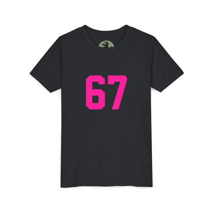 Youth Tee — Bold Pink "67" Number Sports Shirt, meme
