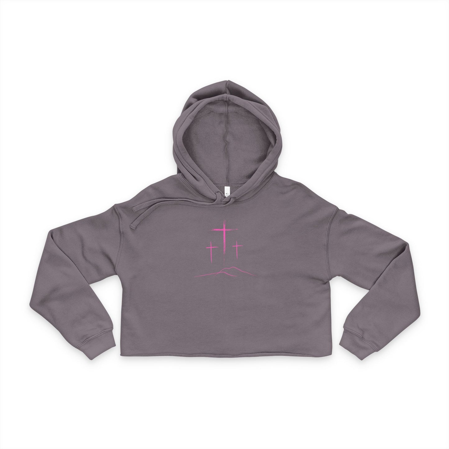 3 Pink Crosses, Cropped Hoodie — Christian Women's Crop Top