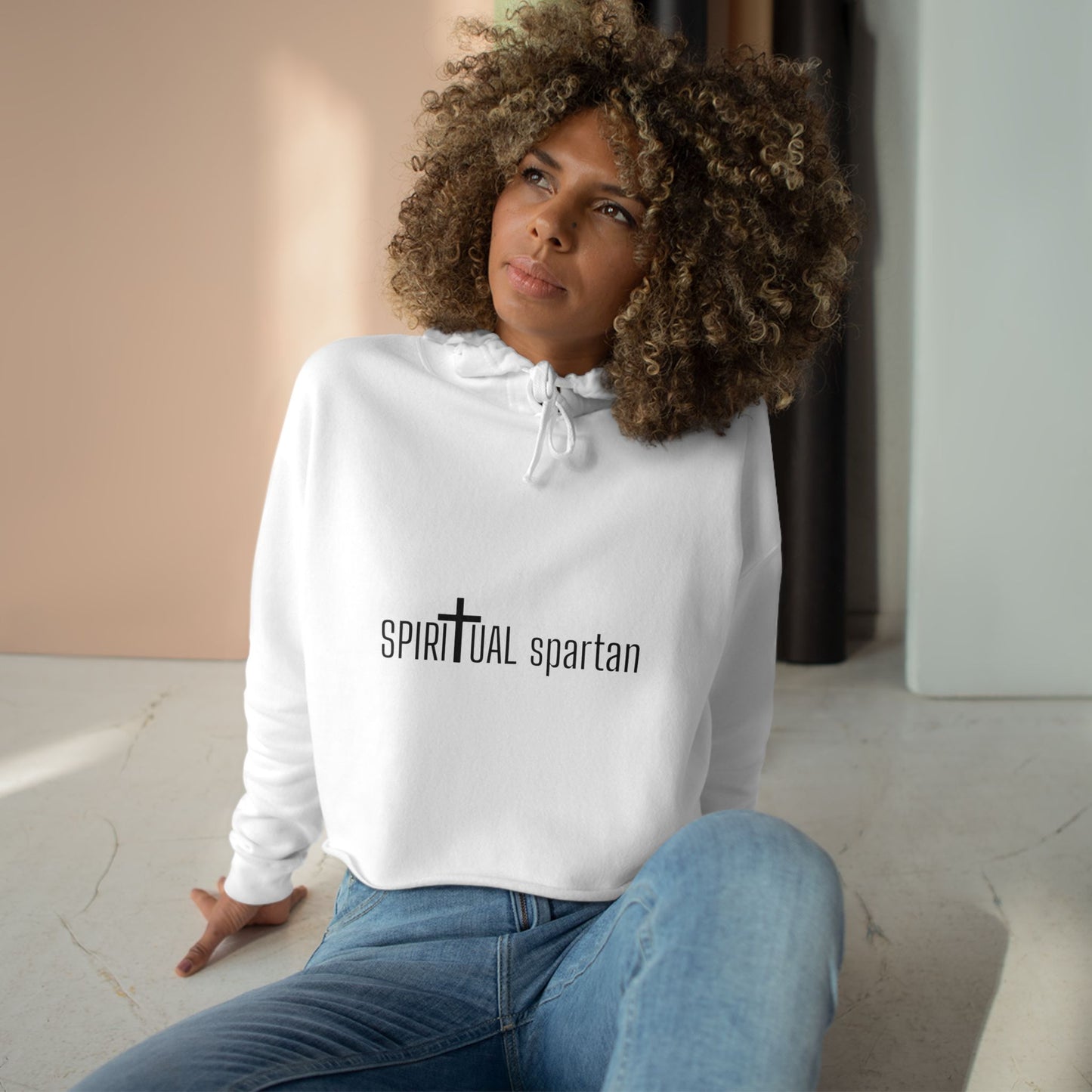 Spiritual Spartan Crop Hoodie — Bold Spiritual Design