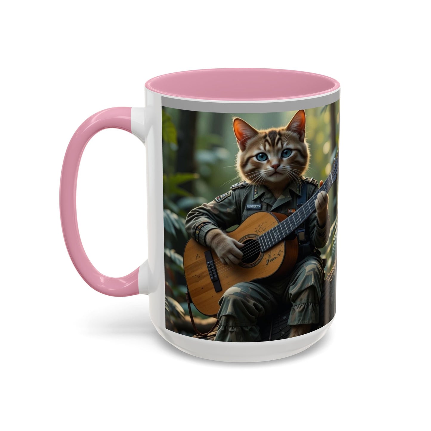 Taza de café con gato tocando la guitarra – Regalo divertido para amantes de la música y los gatos (11 oz y 15 oz)