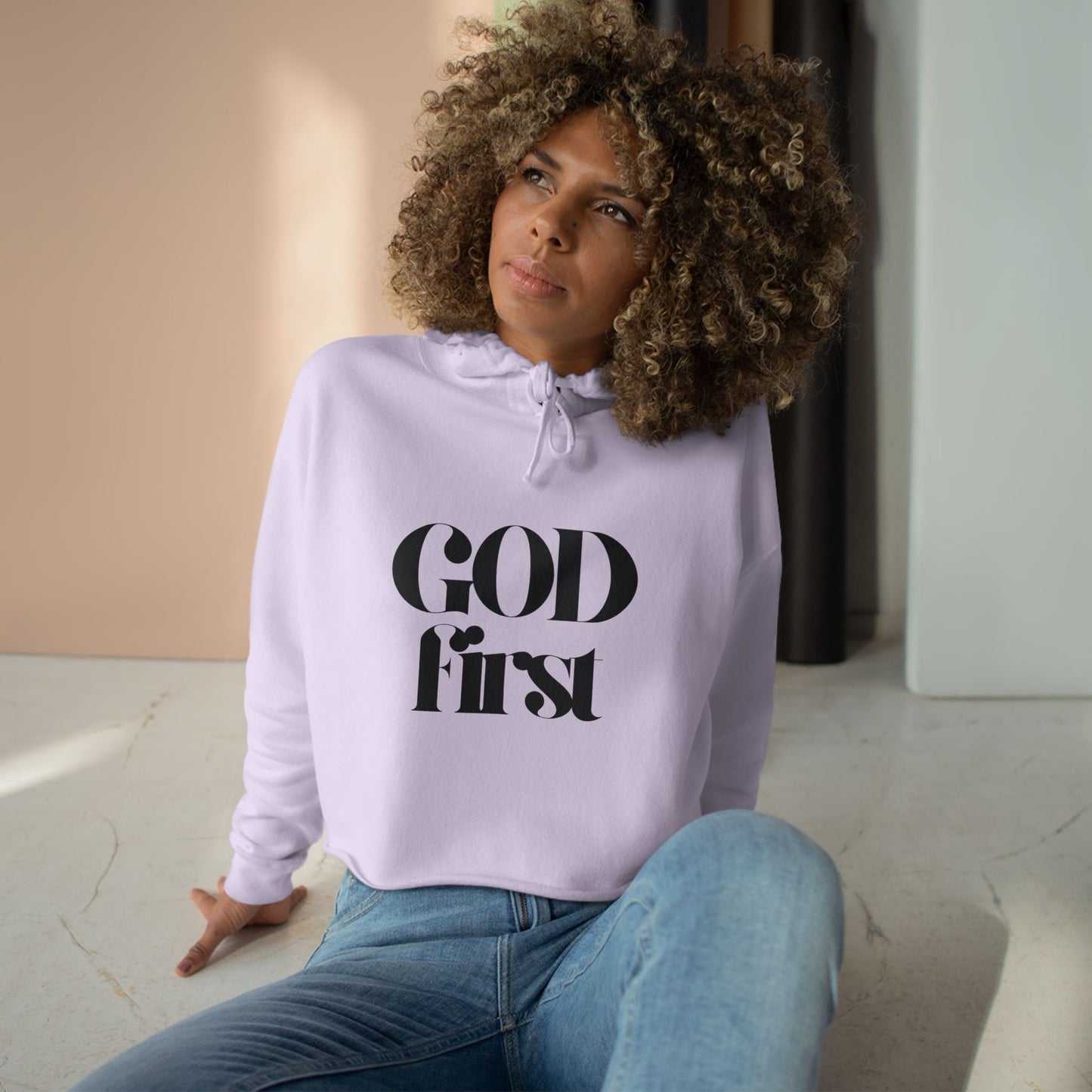 God First Crop Hoodie — Bold Faith Statement Hoodie