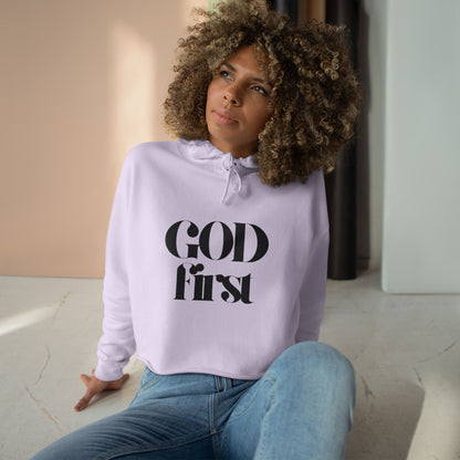 God First Crop Hoodie — Bold Faith Statement Hoodie