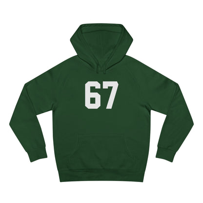 Sudadera unisex con capucha Adult 67 meme – Logotipo icónico en la espalda, ribete negro, detalle brillante en los ojos | Ajuste suave de primera calidad