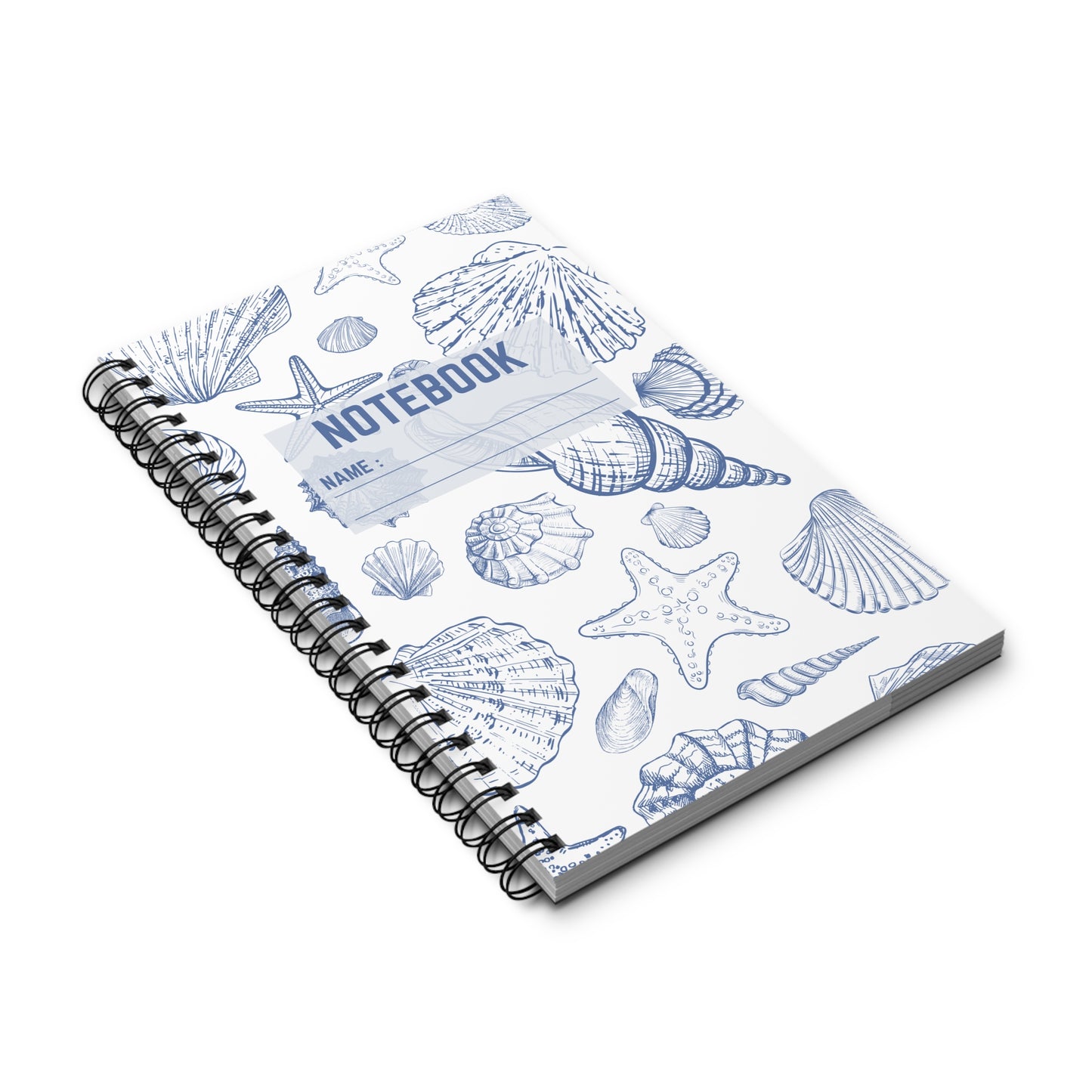 Cuaderno de espiral con diseño de conchas marinas - Diario náutico para amantes de la playa, regalo, decoración oceánica, planificador de viajes, tamaño compacto: 15 x 20 cm