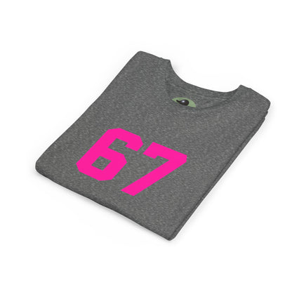 Youth Tee — Bold Pink "67" Number Sports Shirt, meme