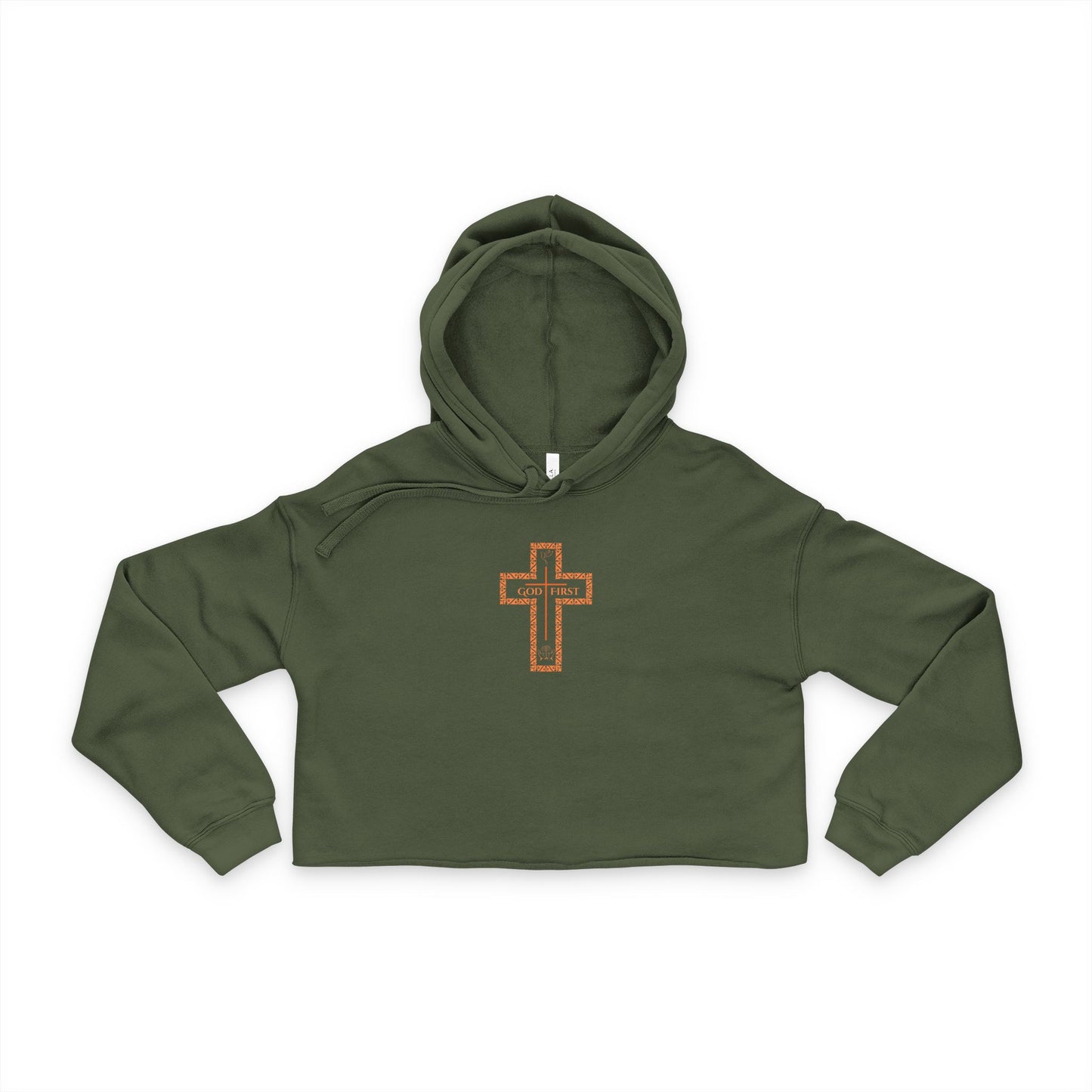 Cropped Hoodie - God First Cross Design