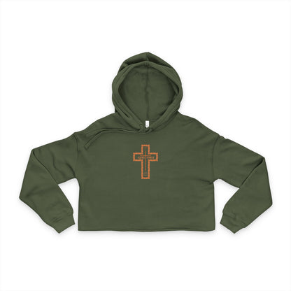 Cropped Hoodie - God First Cross Design