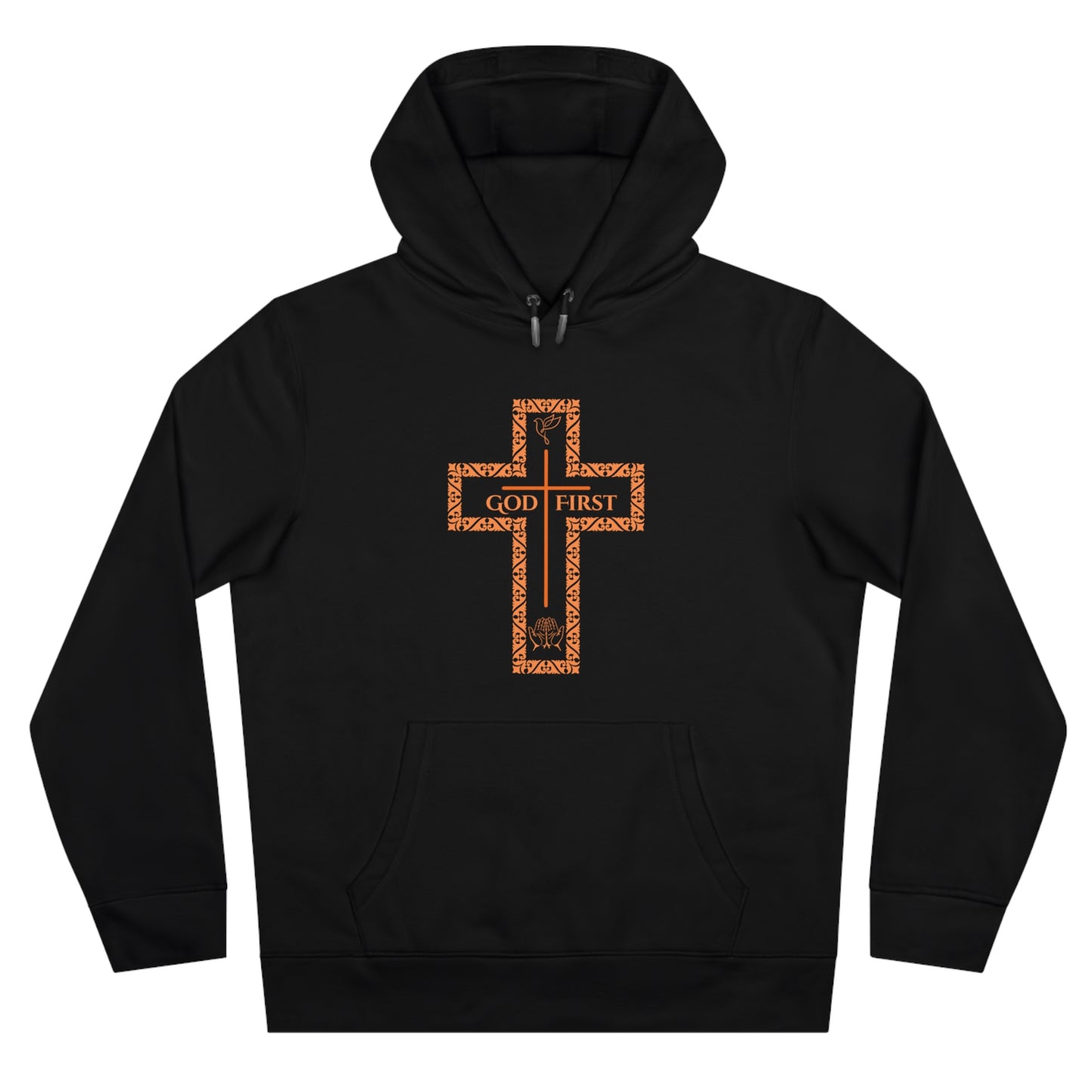 God First King Hoodie Sweatshirt with Decorative Cross Design