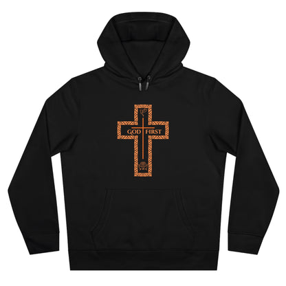 God First King Hoodie Sweatshirt with Decorative Cross Design