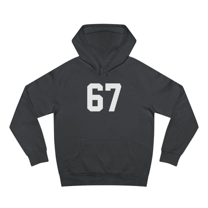 Sudadera unisex con capucha Adult 67 meme – Logotipo icónico en la espalda, ribete negro, detalle brillante en los ojos | Ajuste suave de primera calidad