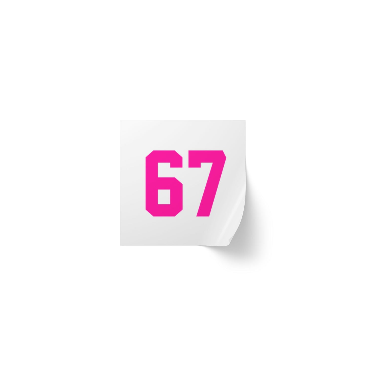 PINK - Number 67 Meme Square Sticker Rolls — Custom Sports Jersey Decal Labels