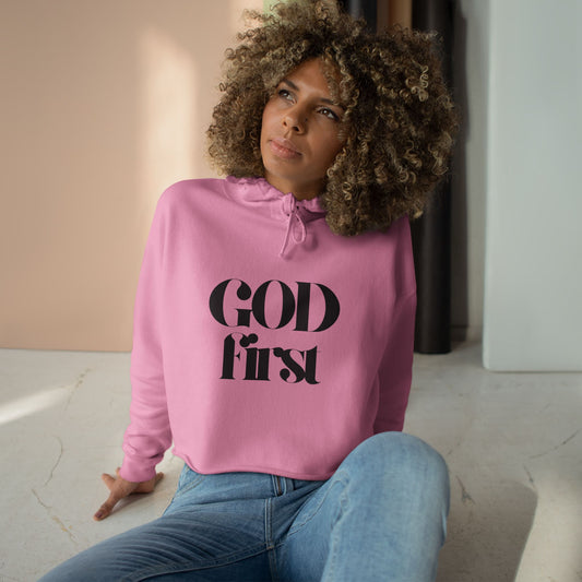 God First Crop Hoodie — Bold Faith Statement Hoodie