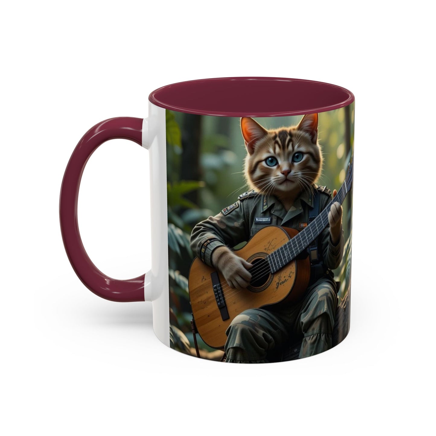 Taza de café con gato tocando la guitarra – Regalo divertido para amantes de la música y los gatos (11 oz y 15 oz)