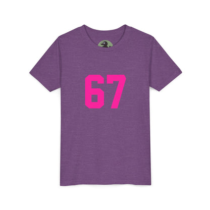 Youth Tee — Bold Pink "67" Number Sports Shirt, meme